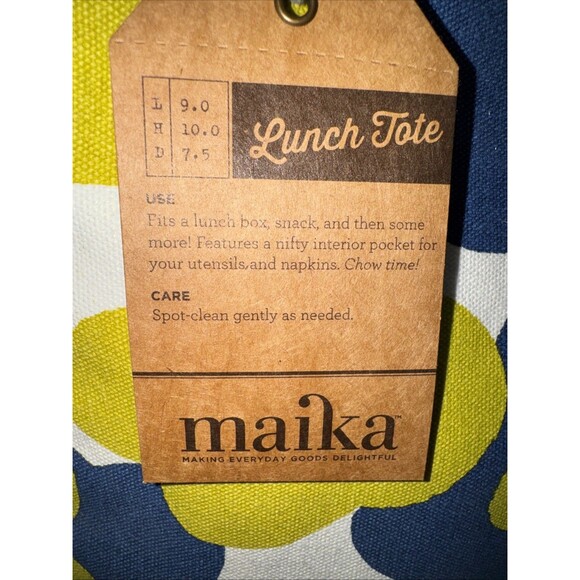 Maika Floral Canvas Tote Hana Blue & Green Lunch bag purse NWT - Picture 2 of 3